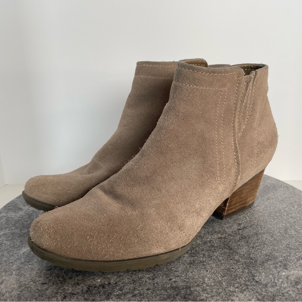 Blondo Taupe Leather Ankle Boots Booties 7.5 Valli